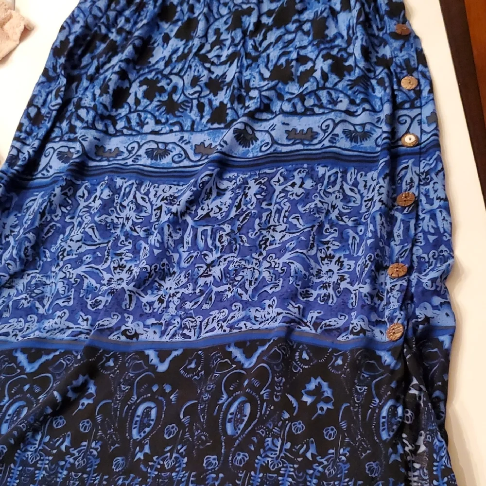 Vtg - R&K Originals - Blue & Black - Floral - Maxi Dress - Size 12
